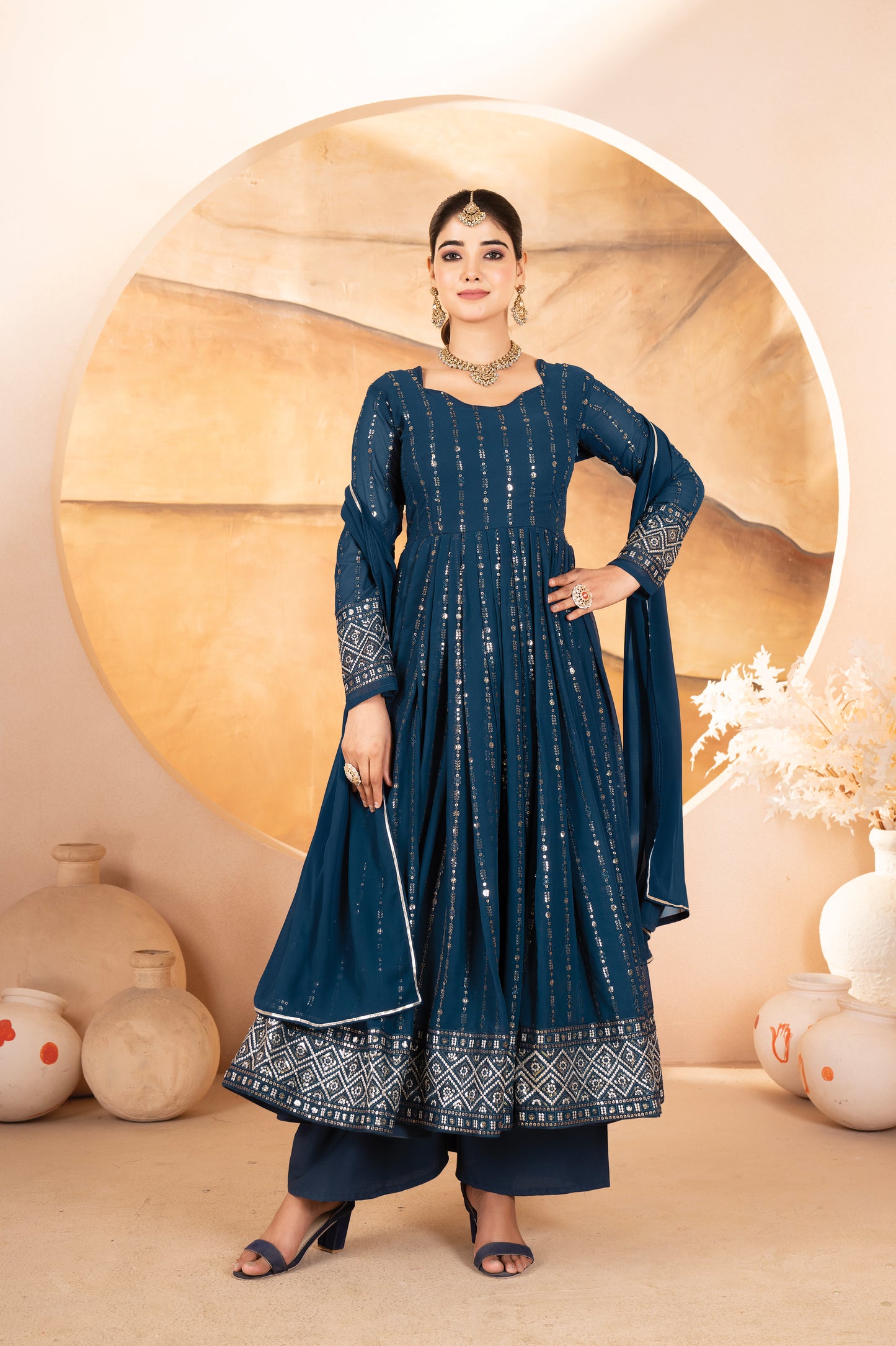 Zareen Rama Blue Anarkali Set 💙✨