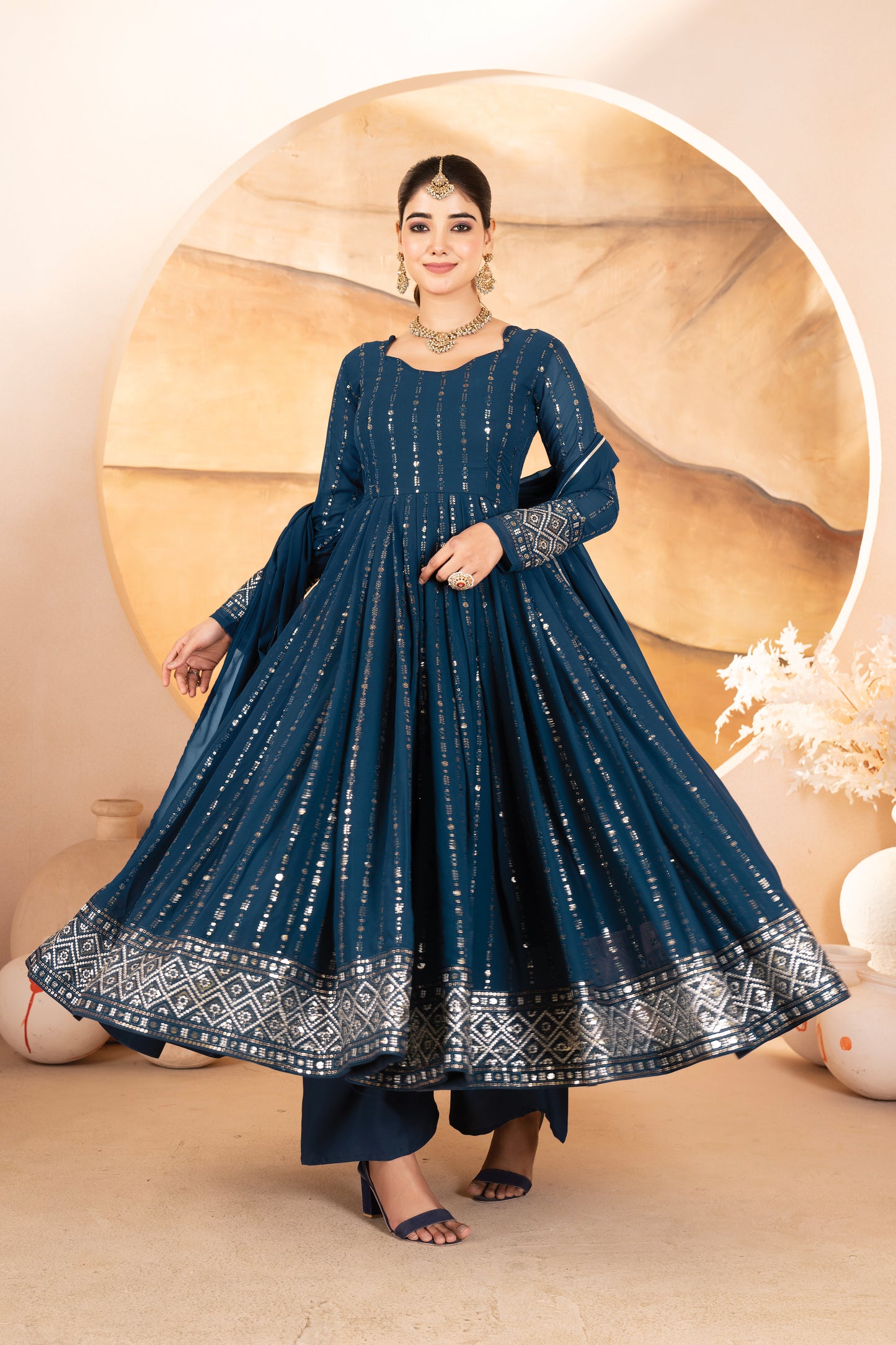 Zareen Rama Blue Anarkali Set 💙✨