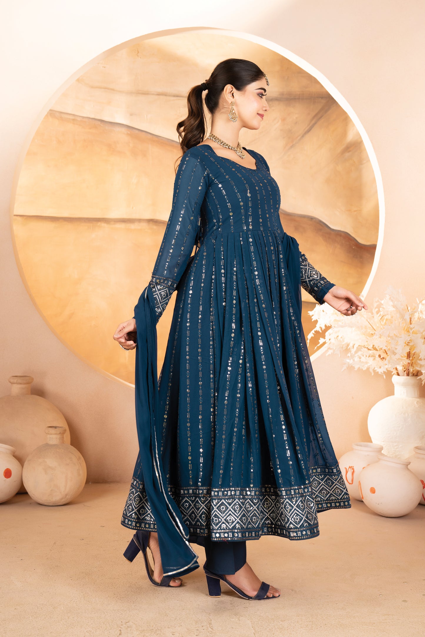Zareen Rama Blue Anarkali Set 💙✨