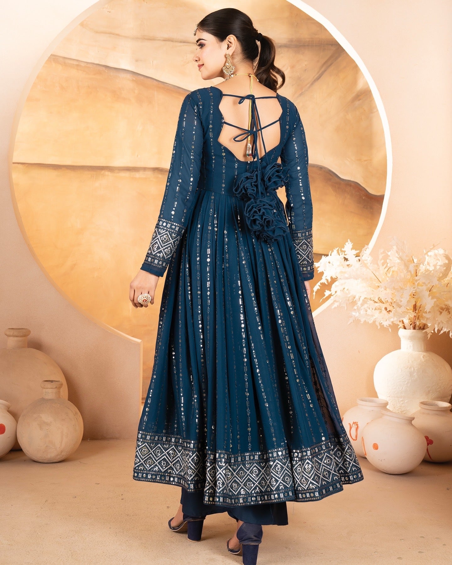 Zareen Rama Blue Anarkali Set 💙✨