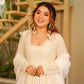 Royal Look Off White Anarkali Outfit
