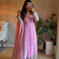 Graceful Heavy Fandy Silk Embroidered Gown Set – Festive Party Wear