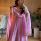 Graceful Heavy Fandy Silk Embroidered Gown Set – Festive Party Wear