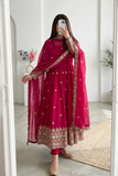Graceful Heavy Fandy Silk Embroidered Gown Set – Festive Party Wear