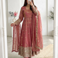 Graceful Heavy Fandy Silk Embroidered Gown Set – Festive Party Wear