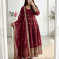 Graceful Heavy Fandy Silk Embroidered Gown Set – Festive Party Wear