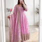 Graceful Heavy Fandy Silk Embroidered Gown Set – Festive Party Wear