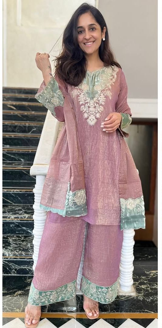 Heavy Crunchy Silk Cutwork Party Wear Set – Elegant Designer Edit