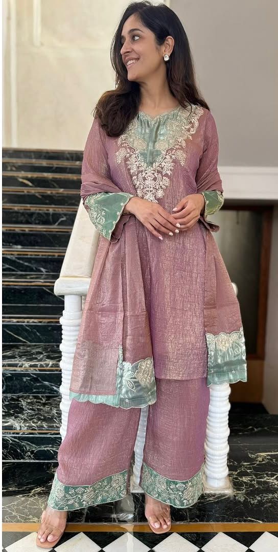 Heavy Crunchy Silk Cutwork Party Wear Set – Elegant Designer Edit