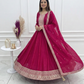 Royal Dark Pink Fully Flared Anarkali Gown Set For Women 💖