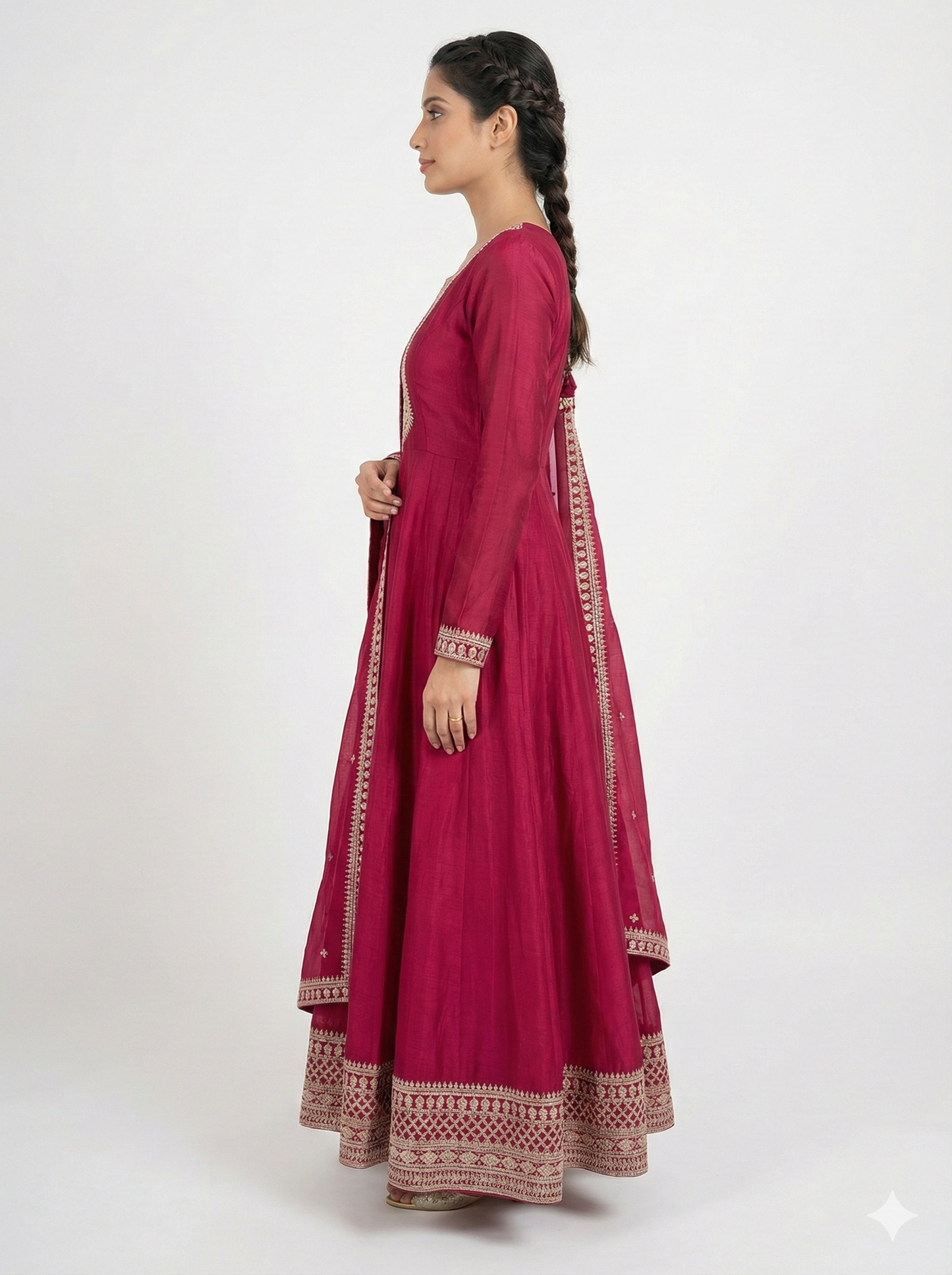 Royal Dark Pink Fully Flared Anarkali Gown Set For Women 💖