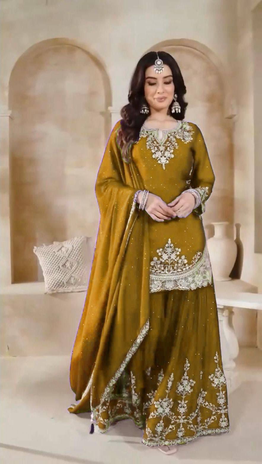 Royal Chinon Silk Moti Embroidery Party Wear Set – New Designer Collection