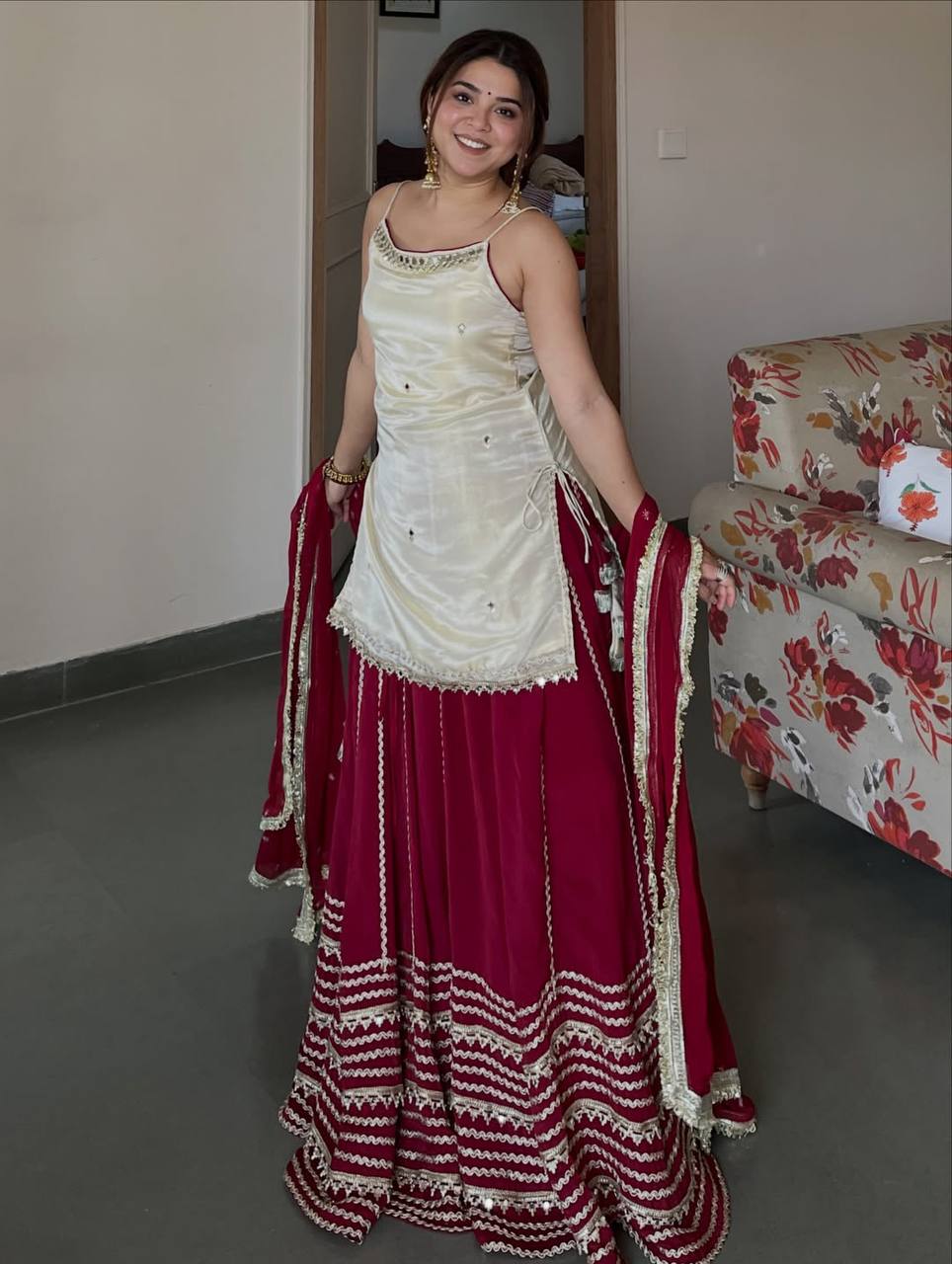 Premium Vichitra Silk Anarkali Suit Set For Women 👑