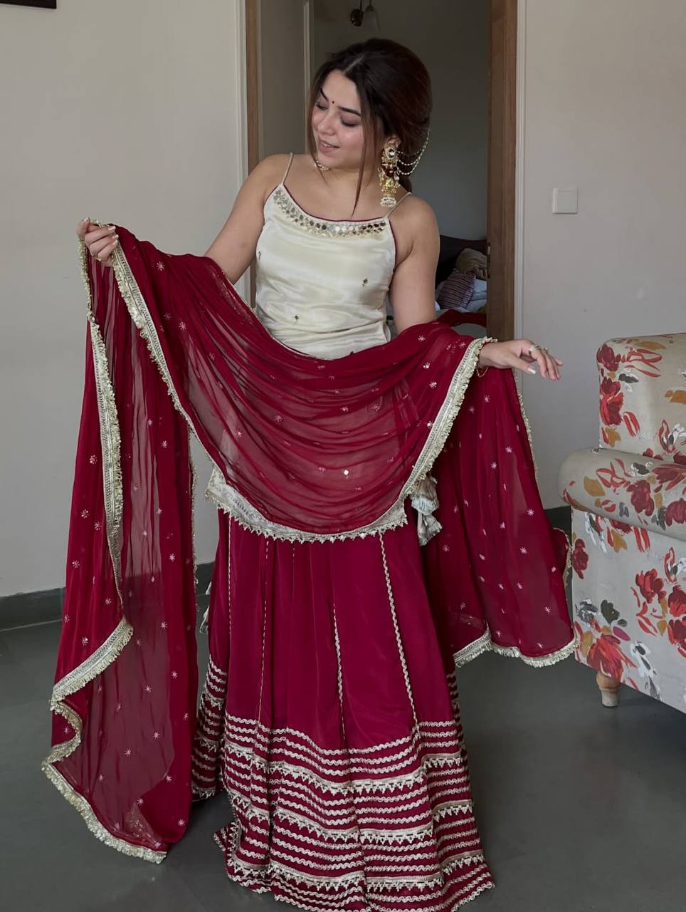 Premium Vichitra Silk Anarkali Suit Set For Women 👑
